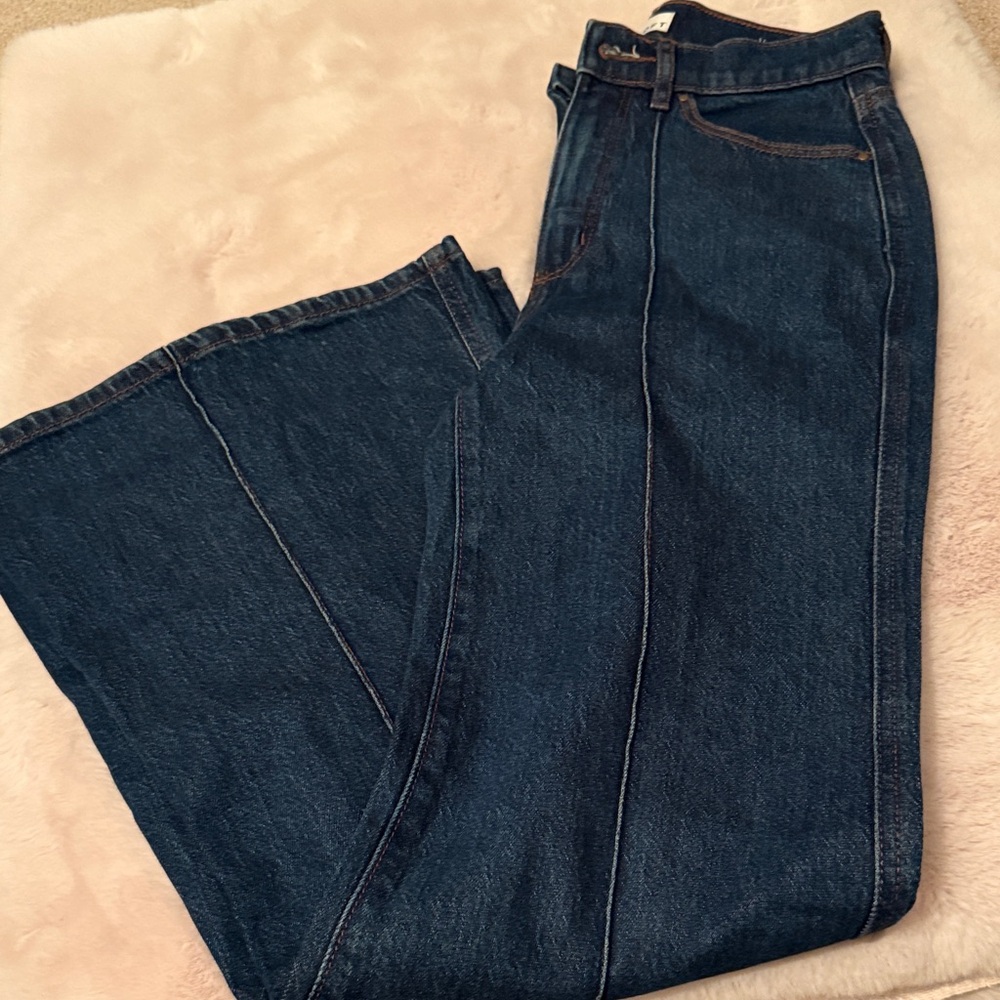 Dark Blue high rise wide leg loft Jean